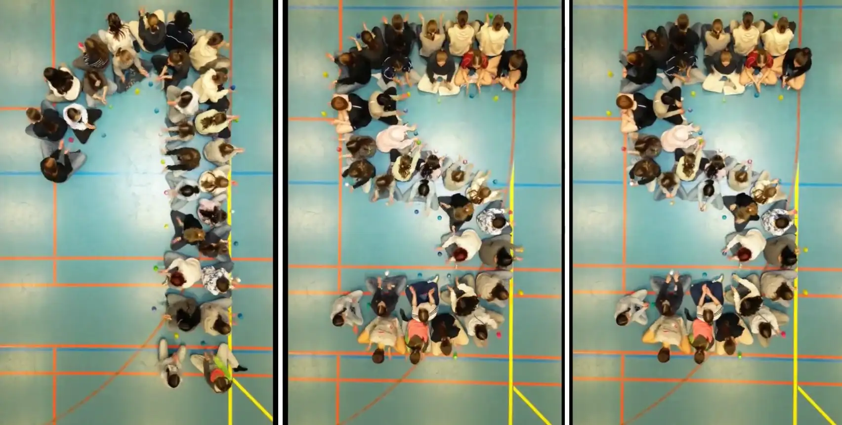 Schülerinnen und Schüler der EBS performen den Motto-Song mit Cups